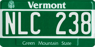VT license plate NLC238