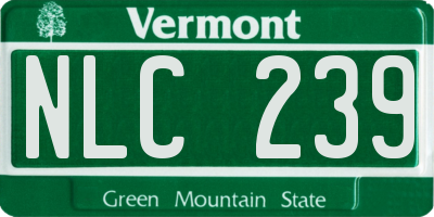 VT license plate NLC239