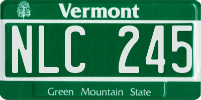 VT license plate NLC245