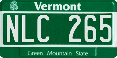 VT license plate NLC265