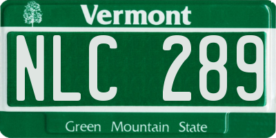 VT license plate NLC289