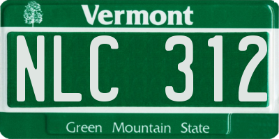 VT license plate NLC312