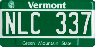 VT license plate NLC337