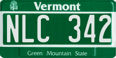 VT license plate NLC342