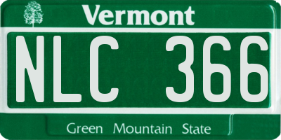 VT license plate NLC366