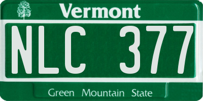 VT license plate NLC377