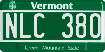 VT license plate NLC380
