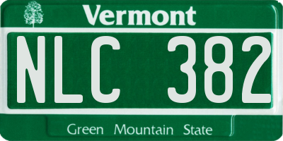 VT license plate NLC382