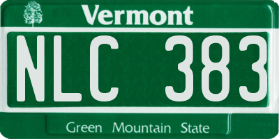 VT license plate NLC383