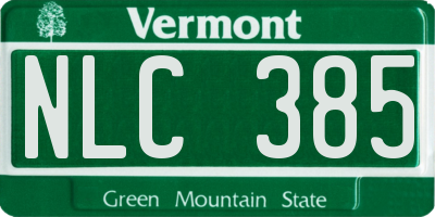 VT license plate NLC385