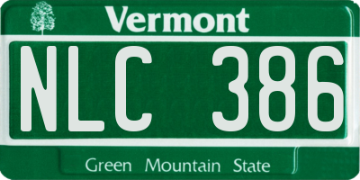 VT license plate NLC386