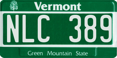 VT license plate NLC389