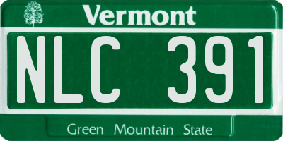 VT license plate NLC391