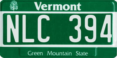 VT license plate NLC394