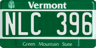 VT license plate NLC396