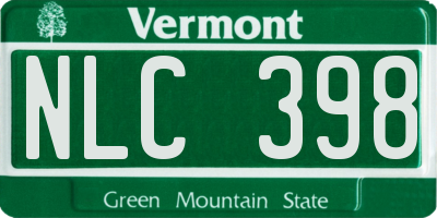 VT license plate NLC398