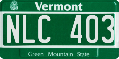 VT license plate NLC403