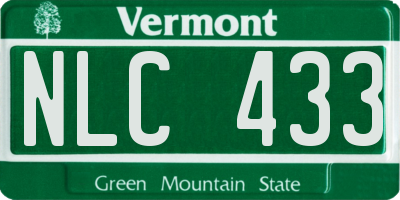 VT license plate NLC433