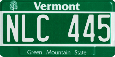 VT license plate NLC445