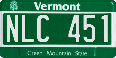 VT license plate NLC451