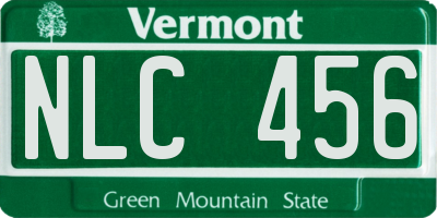 VT license plate NLC456