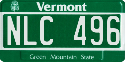 VT license plate NLC496