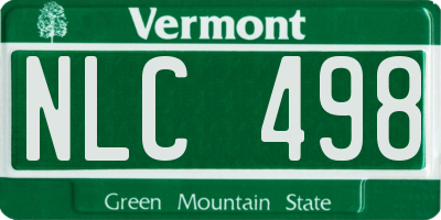 VT license plate NLC498