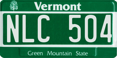 VT license plate NLC504