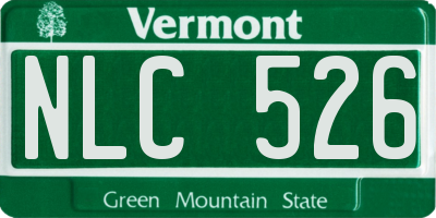 VT license plate NLC526