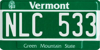 VT license plate NLC533