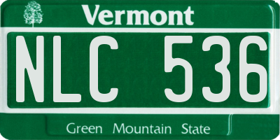 VT license plate NLC536