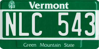 VT license plate NLC543