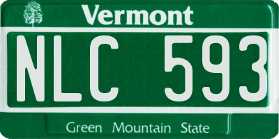 VT license plate NLC593