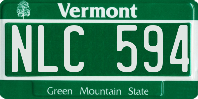 VT license plate NLC594