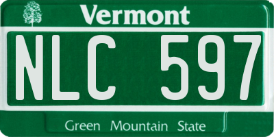 VT license plate NLC597