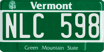 VT license plate NLC598