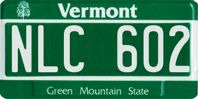 VT license plate NLC602