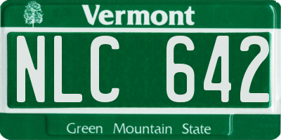 VT license plate NLC642