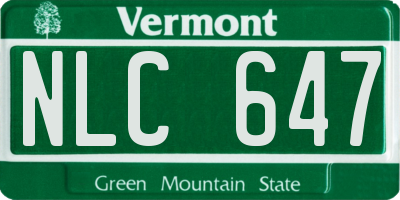 VT license plate NLC647