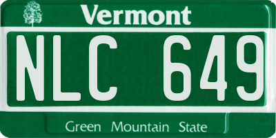 VT license plate NLC649