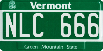 VT license plate NLC666
