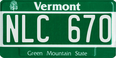 VT license plate NLC670