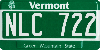 VT license plate NLC722