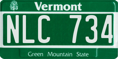 VT license plate NLC734