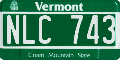 VT license plate NLC743