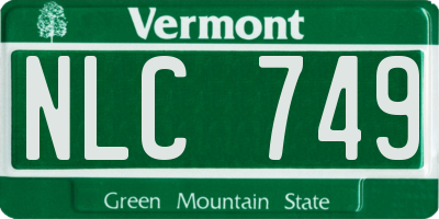 VT license plate NLC749