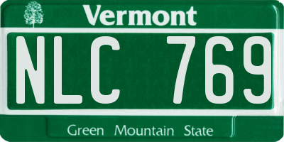VT license plate NLC769