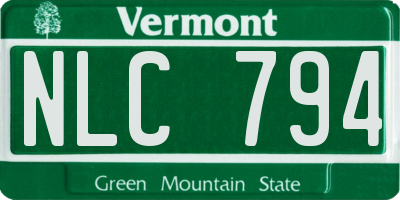 VT license plate NLC794