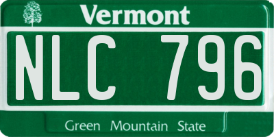 VT license plate NLC796