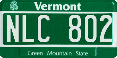 VT license plate NLC802